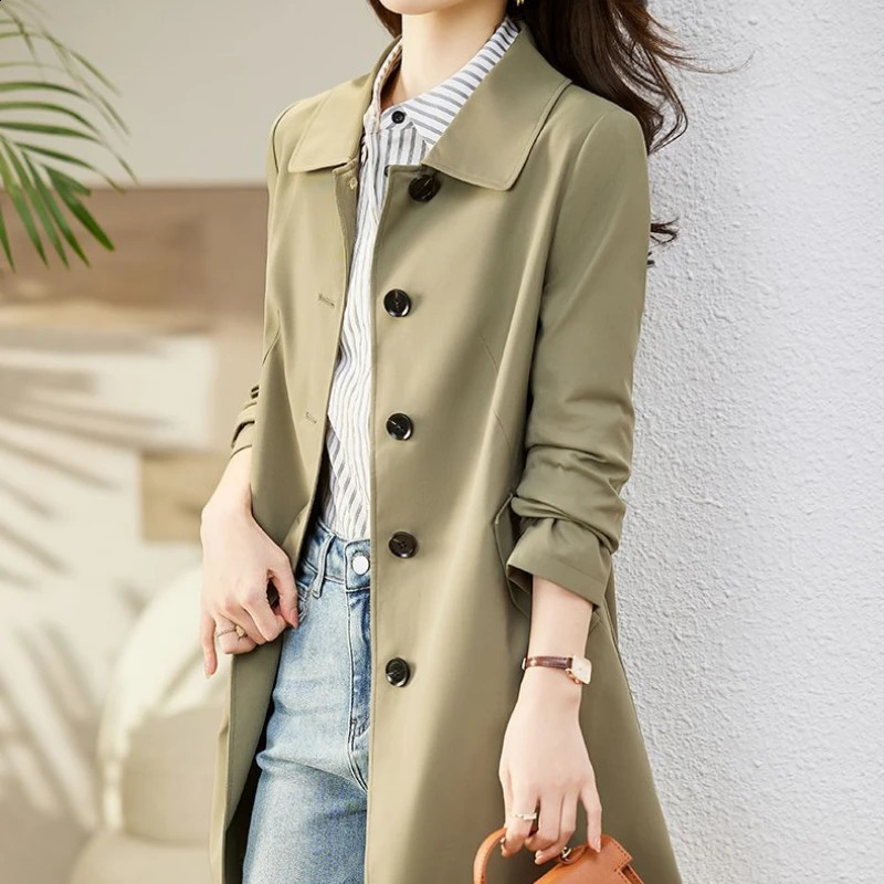 Spring Autumn Fashion Turndown Collar Long Sleeve Solid Trench Women's Clothing Korean Button Simplicity Trend Allmatch Tops 260917
