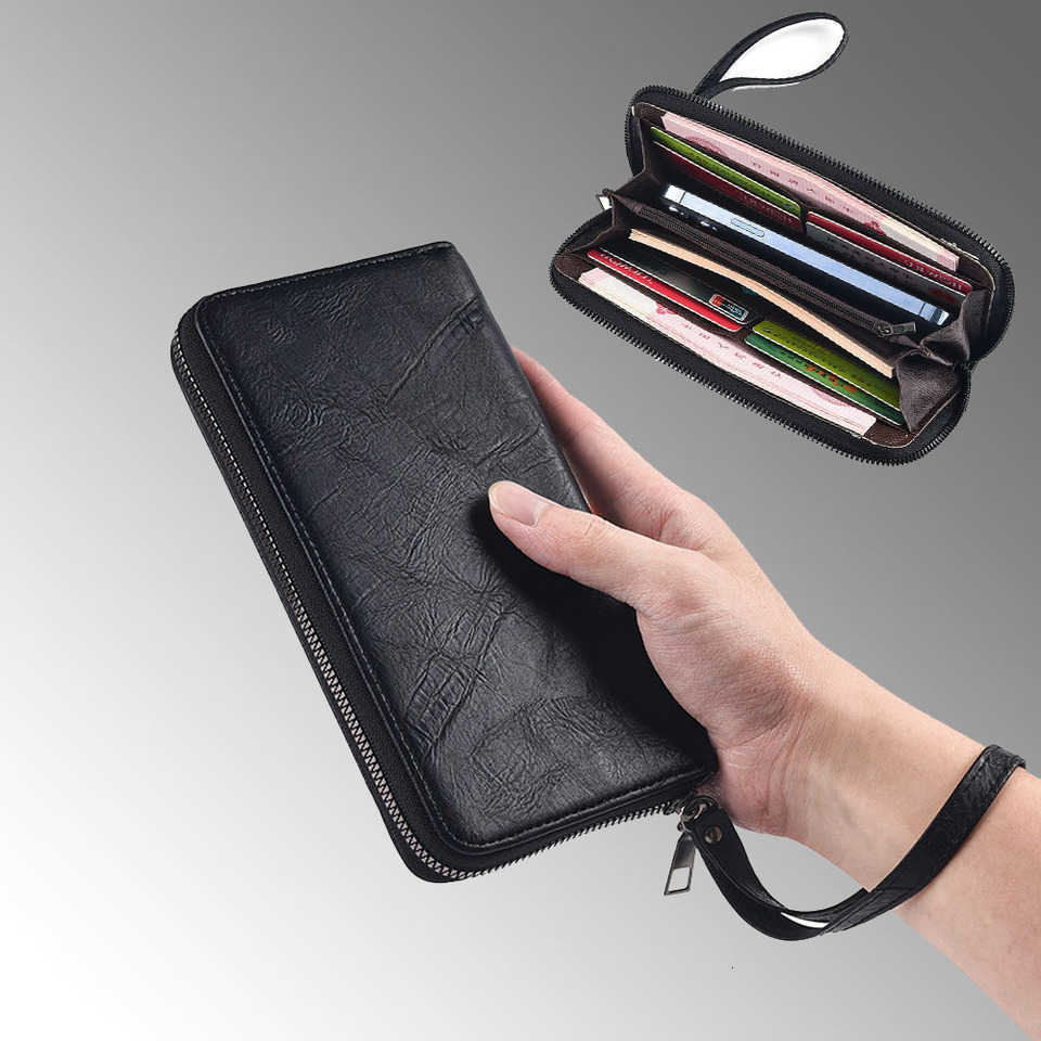 PU New Arrival Leather Men Wallets Large Capacity Driver License Phone Wallet Casual Male Clutch Long Zipper Coin PursesT260917