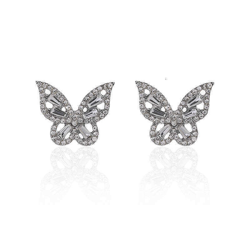 alloy New jewelry women's versatile dia inlaid butterfly earrings sier needle y2k earrings S260917TNE4