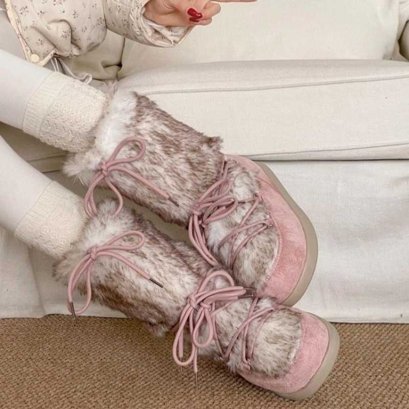 Platform Snow Boots Women's Fall/Winter 2025 New Thickened Non-slip Fur Spliced Cotton Shoes D260917
