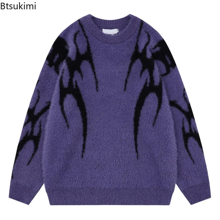 Men's Round Neck Seahorse Wool Knitted Sweater Autumn Winter Fashion Casual Loose Pullover Hip Hop Streetwear Y2K Pullover Male 260917