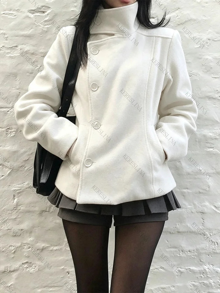 Y2K AutumnWinter Women's Cardigan Coat Solid Color Street Casual Retro Hip Hop Rock Harajuku Stand Collar emo 260917