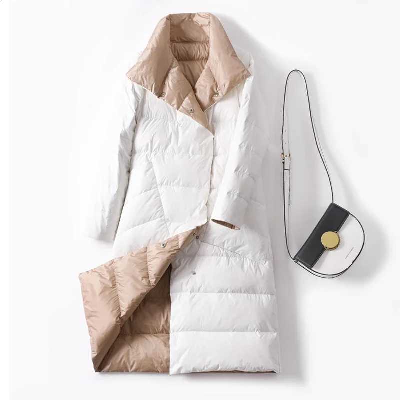Winter Down Jacket Women Parkas Coats Turtleneck Long Casual Light Warm Duck Down Double Sided Wear Waterproof Outerwear H2609171