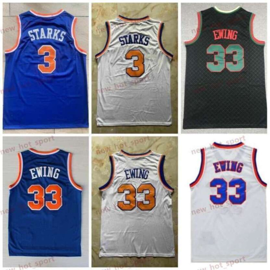 Vintage Basketball Jersey John Starks Patrick Ewing Walt Frazier 1985 1986 1991 1992 1995 1996 Blue White Black Classic Retro Stitched