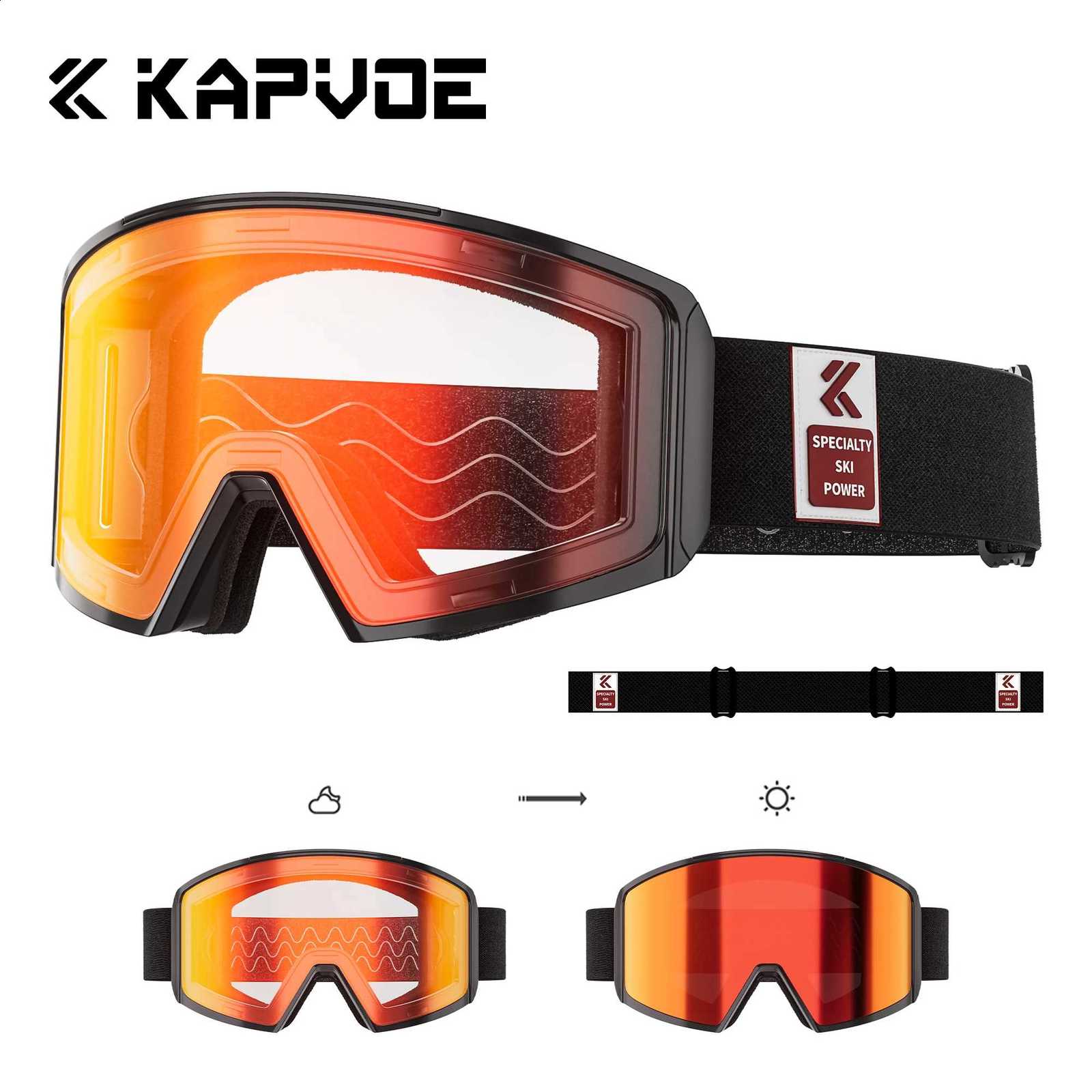 GoggLE Photochromic Ski Sunglasses Snow Snowboard Anti-Fog Mask for Men Women Eyewear Kit UV400 Glasses SnowmobiLE Winter N260916