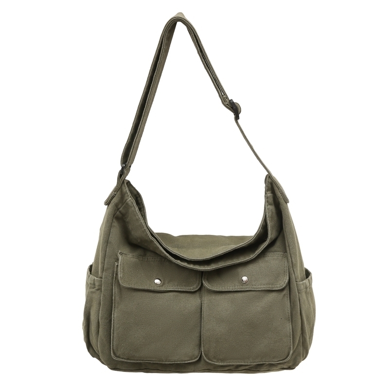 Unisex Tooling style Shoulder Bags 100 Cotton Satchels Large Capacity Canvas Leisure Or Travel Korea Cloth Casual y260915