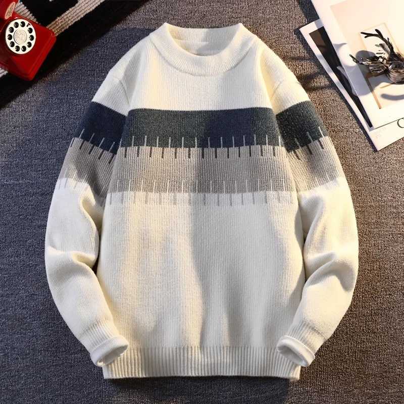 Autumn New Men's Luxury Quality Knited Sweater Round Neck Color Blocking Long Sleeved Pullover Trend Business Leisure Men's Wear S2609176L
