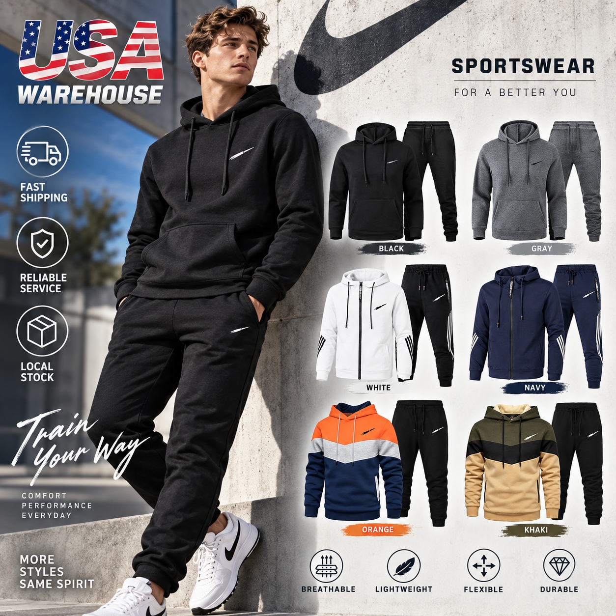 Niklly Tracksuits designer tracksuit mens hoodie versatile autumn winter fleece set for men and women suitable for training and daily wear comfortab