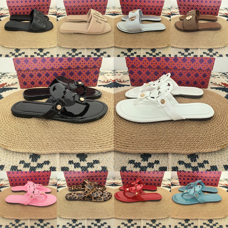 Designer Sandals Womens Slippers White Black Pink Red Blue Brown Fashion Slides Summer Beach Flat Leather Flip Flops Lady Scuffs Casual Shoes 35-42