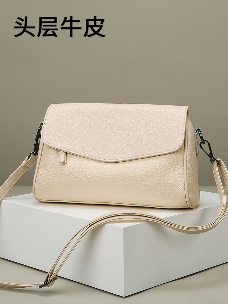 Cross-Border Wholesale Genuine Leather Small Square Bag For Women, 2026 New Fashion Crossbody Large Capacity Shoulder Pillow Bag, Cowhide Designer B