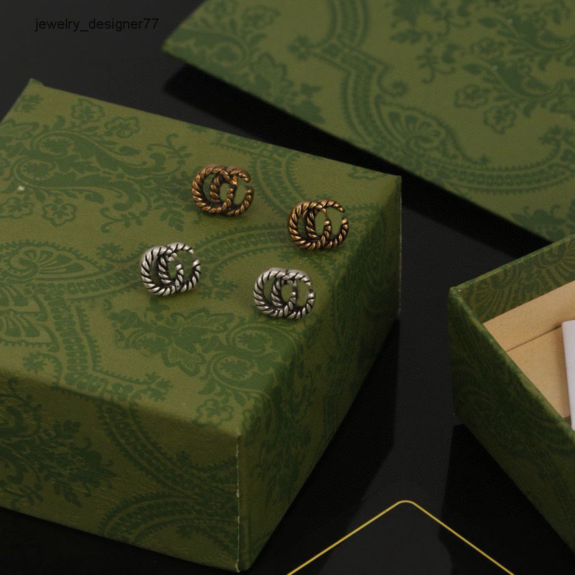 Vintage 14k gold designer earrings High quality electroplate plating craft jewelry with stamp classic double letter earrings for ladies wedding Chri