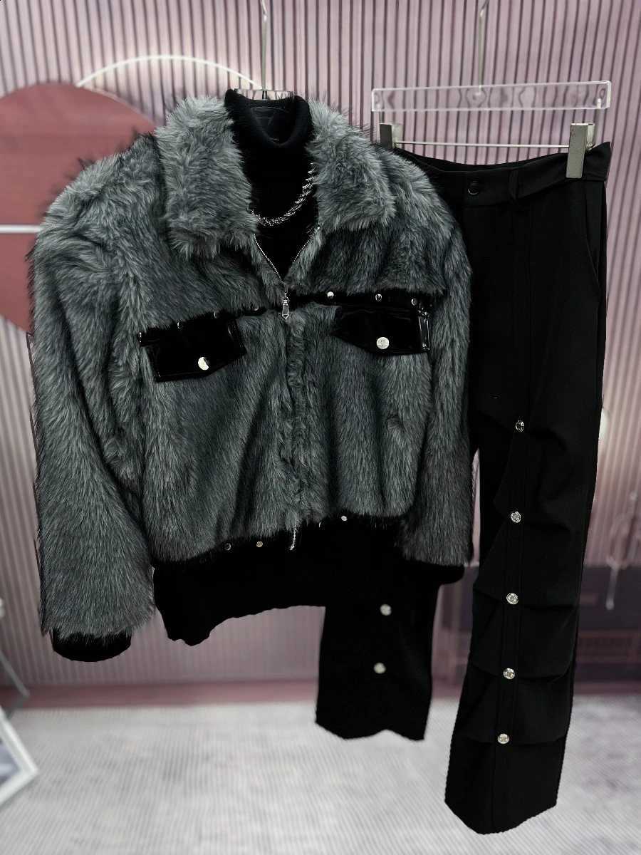 2024 Winter New Splicing Men's Imitation Mink Fur Jackets Men's Plush Light Loose Trendy Coats Long-sleeve Short JacketW260915