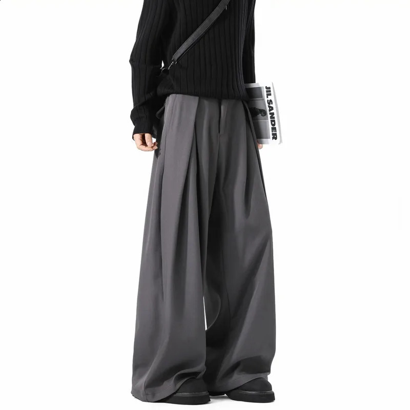 Oversized Suit Pants Men Fashion Society Mens Black Dress Pants Korean Loose Wide Leg Pants Mens Office Formal Trousers S-3XL 260917