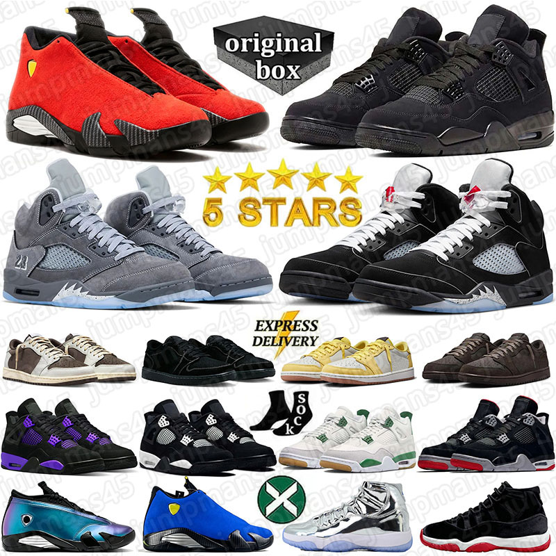 With Box Designer J4s Basketball Shoes 5A+Quality 1s 4s 14s 5s 11 gamma blue Reverse Mocha Black Cat4s genuine leather Suede Women Men Sports Sneake