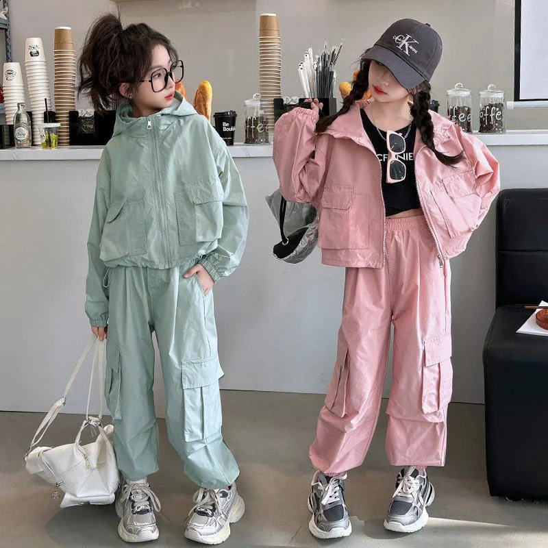 Boys Girls Sets Children Spring Autumn Sports Suits Kids Hooded JacketPants 2Pcs Outfits Teenager Trench Clothes 5-14Y 260916