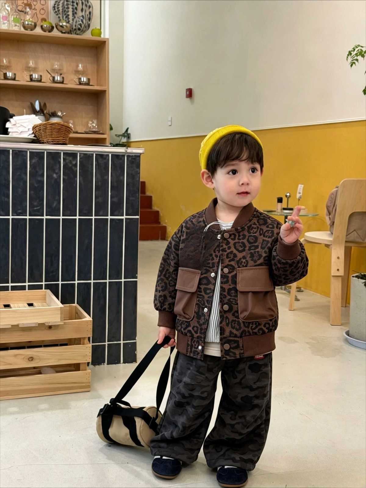 Jacket Spring Kids Boys 2026 New Young Kids Leopard Baseball Spring Stylish Little Boy Cool Handsome JacketT260916
