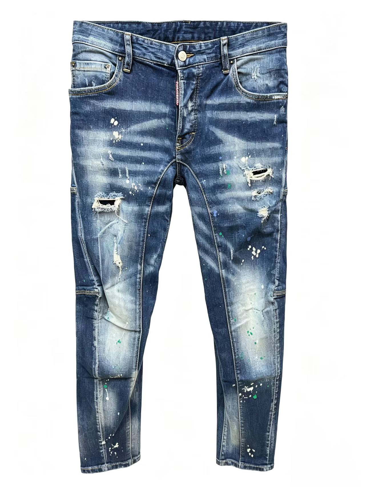 Luxury Designer Casual Mens Distressed Ripped DSQ Jeans Moto Coolguy Fit Motorcycle Button Fly D2 Denim Holes Scratched Spliced Men Dsqua2 Pants Jea