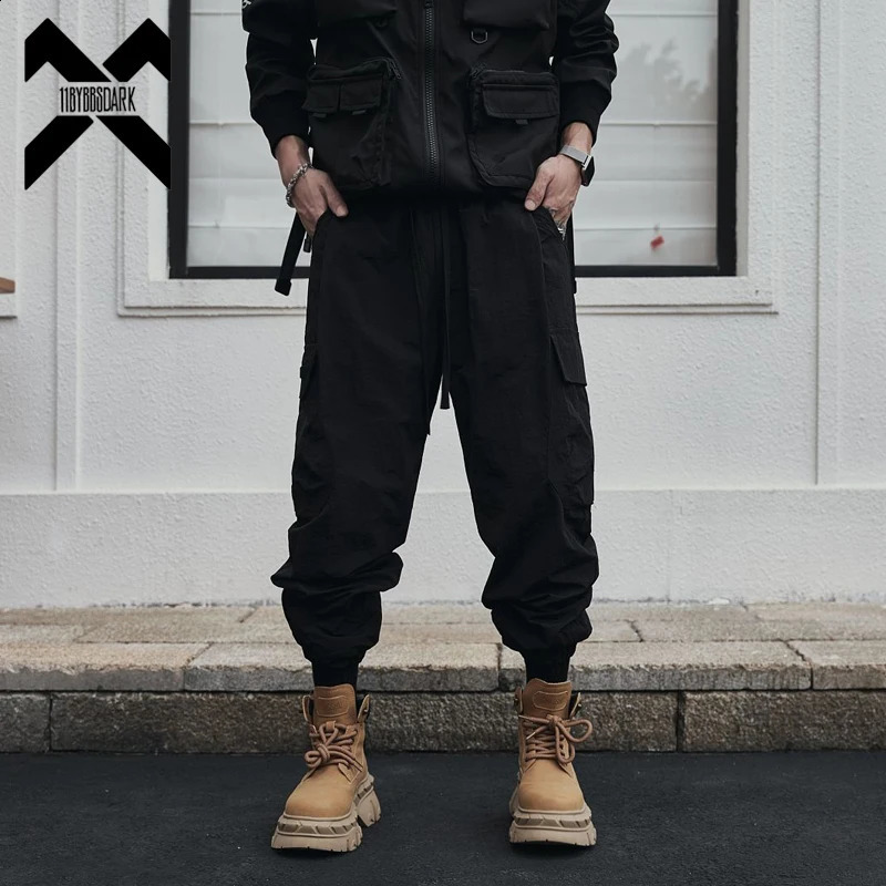 2026 Streetwear Tactical Joggers Pants Mens MultiPockets Cargo Pant Black Utility Work Elastic Waist Casual Trousers 260917
