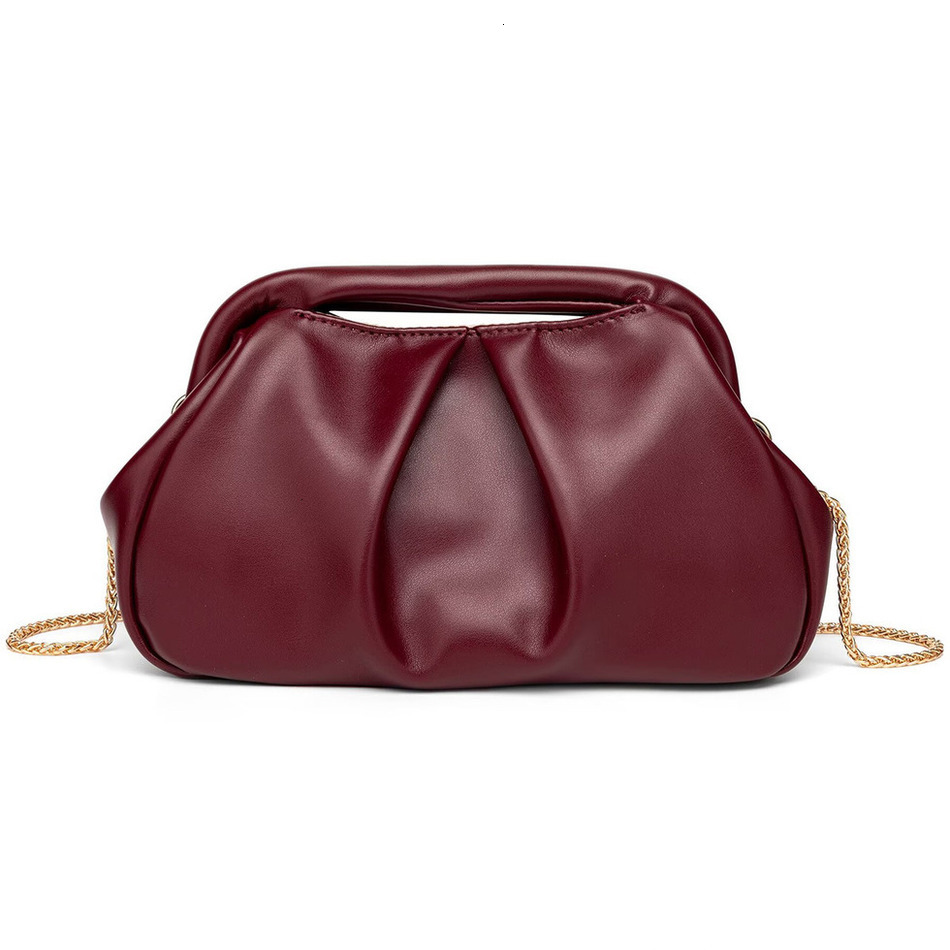 Pleated Cloud Handbag Light Luxury Gold Chain Strap Large Capacity Evening Clutch European American Style Women Trendy Noble Temperament Bag