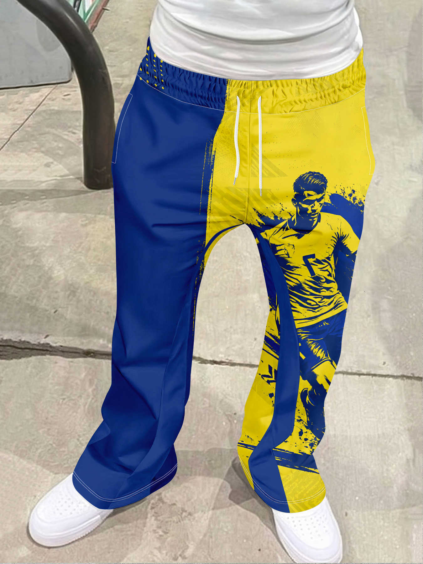 Hip Punk Gothic Hop 3D Digital Pattern Flared Trousers Unisex Retro Loose Mid Waist Streetwear Daily Casual SweatpantsT260917