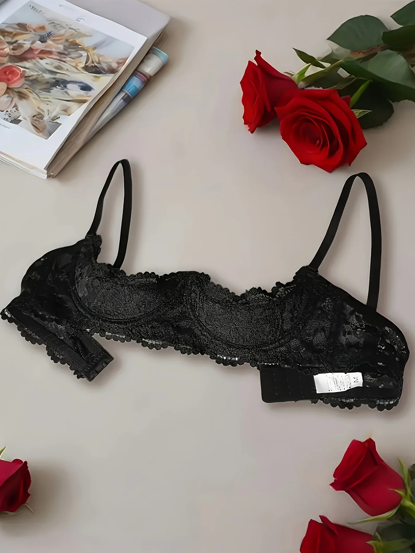 Women's Lace Open-Cup Underwire Bra Soft Skin-Friendly Breathable Plus-Size Sexy Lingerie 260917