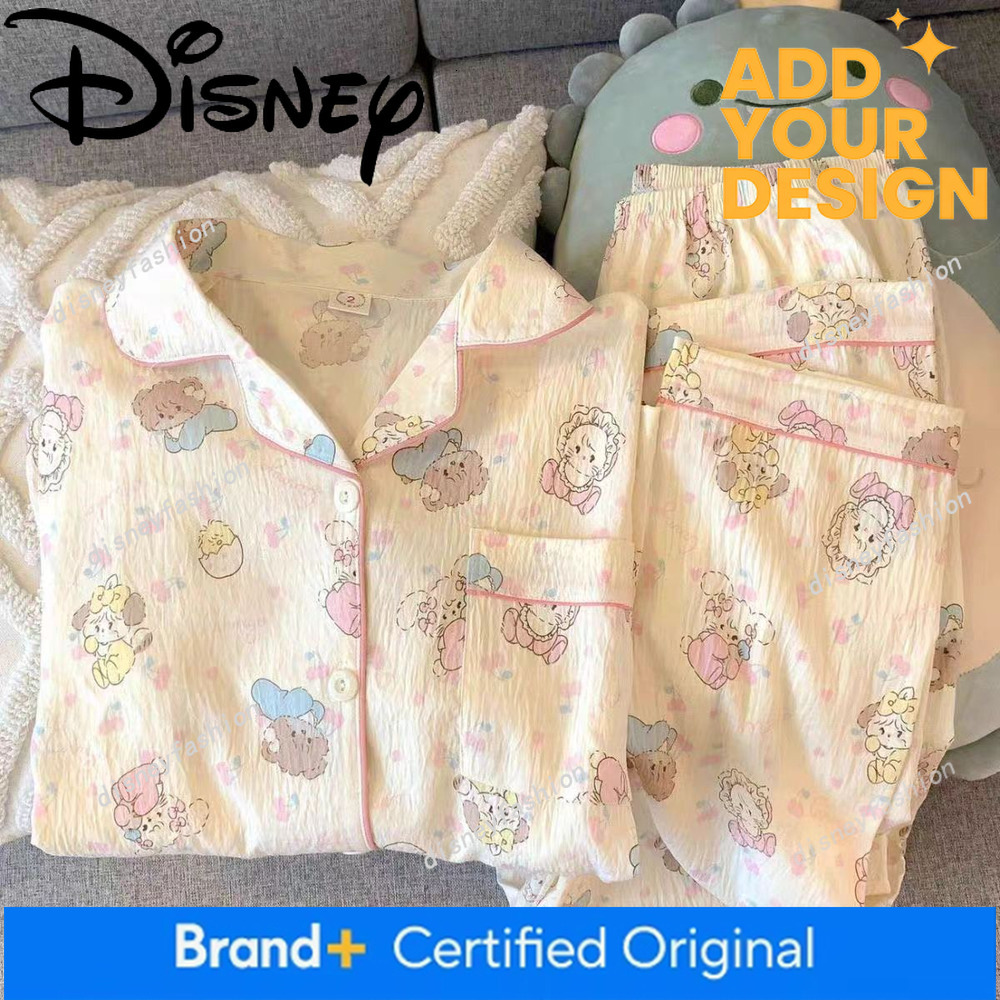 Women's Pajamas Spring and Autumn Cloud Cotton Sleeve Long Pants Set Cute Ins Style Sweet Casual Homewear b7