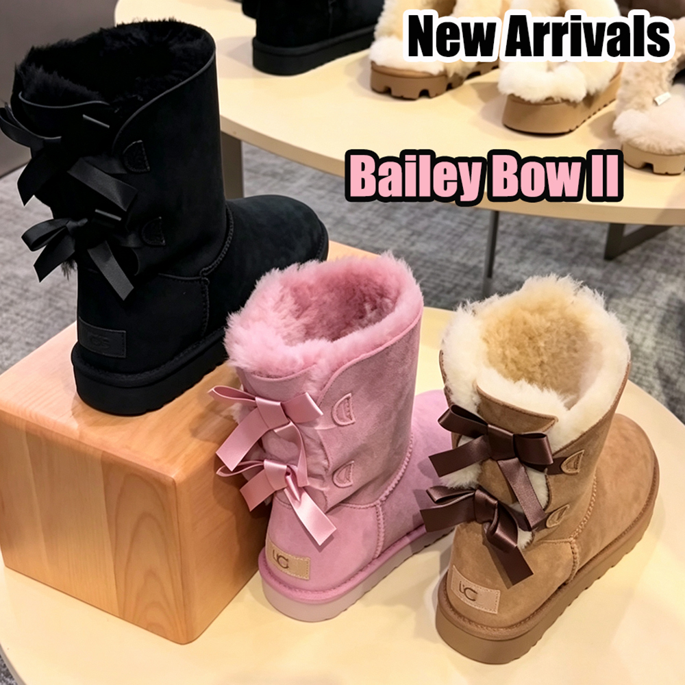 Designer Bailey Bow II Boots Women Real Sheepskin Wool Lined Winter Warm Boots Goldenstar Evelina Clogs Tazz Tasman Slippers for fall winter warm Da