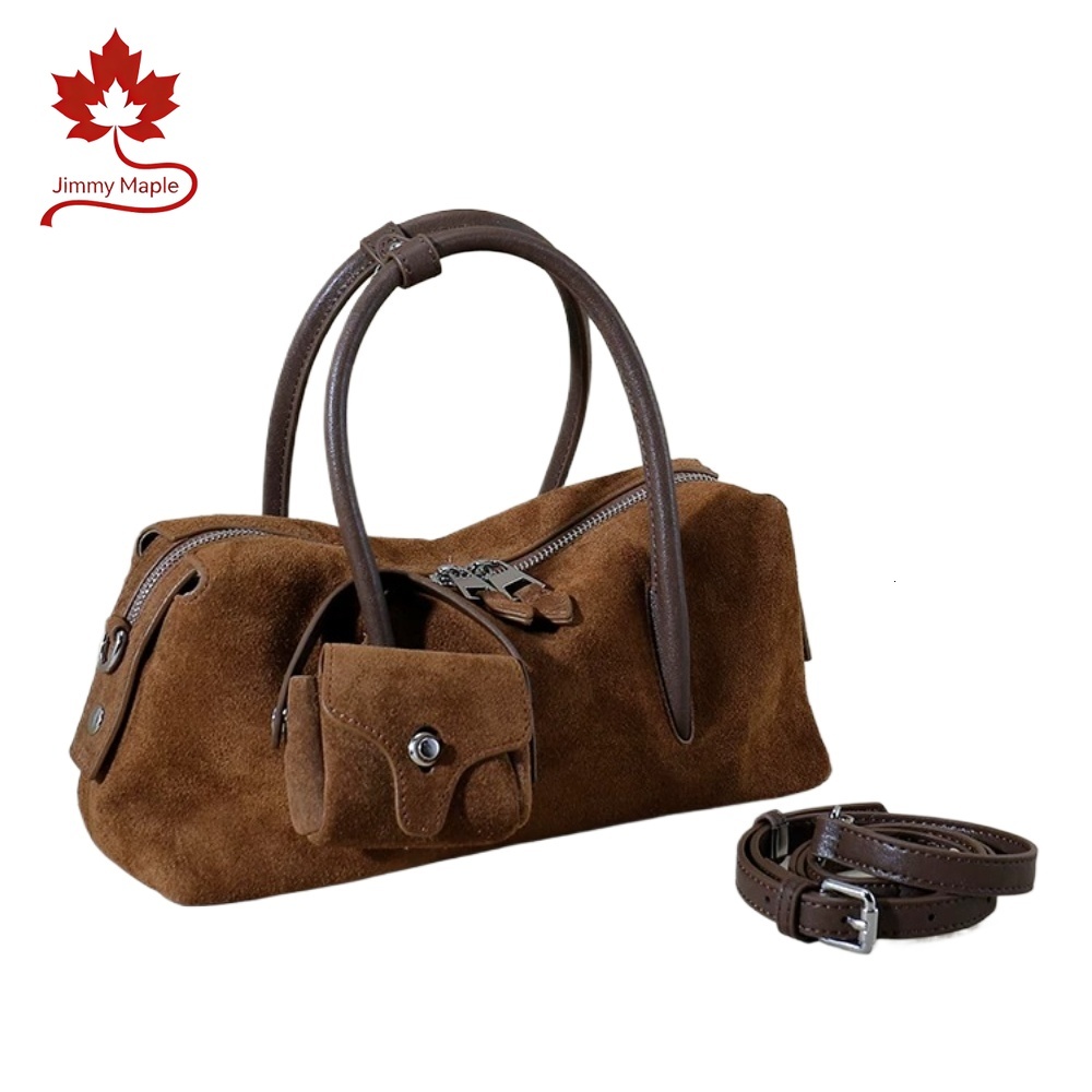 New Winter Russia Style Natural Suede Leather Women Handbags And Purses Matte Coffee High-End Versatile Female Shoulder Bag Suotong260917