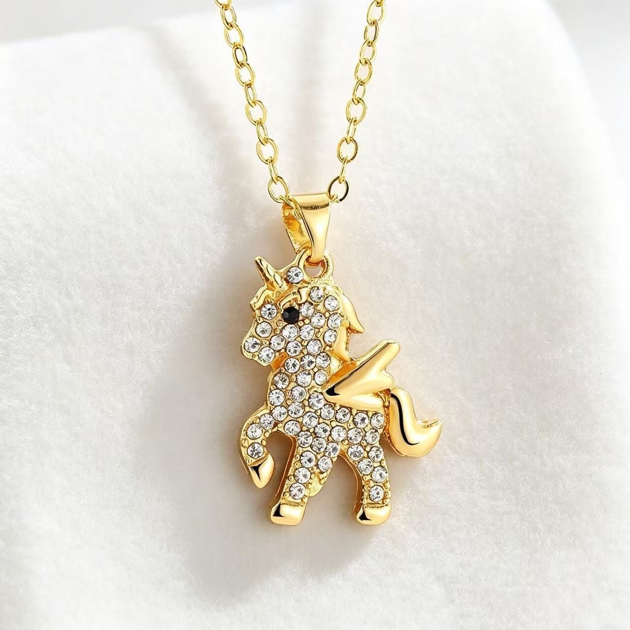 Unicorn Little Pony Money Pendant Women's Light Luxury High-end Niche Jewelry Accessories Necklace Wholesale