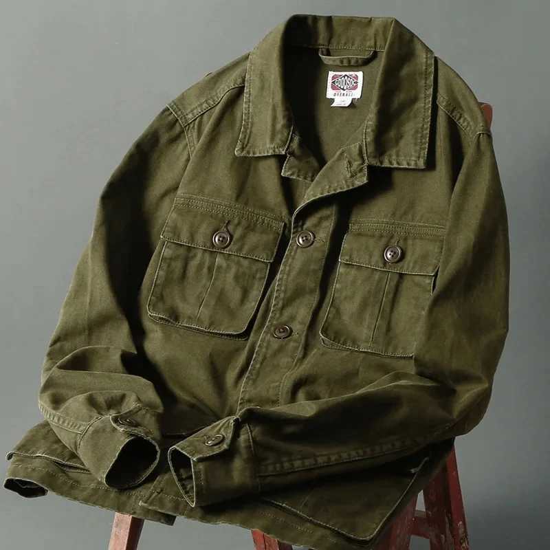 American retro four-pocket hunting lapel work jacket men's military style spring and autumn casual multi-pocket hunting jacket S260917HYWZ