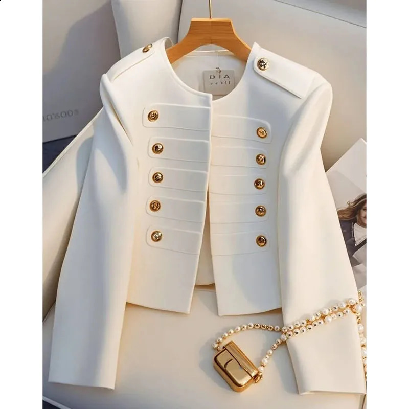 Korean Fashion Women's Jackets 2026 Autumn All-match white Long Sleeve Temperament Top Lady Ladies Short Coat Outerwear 260915
