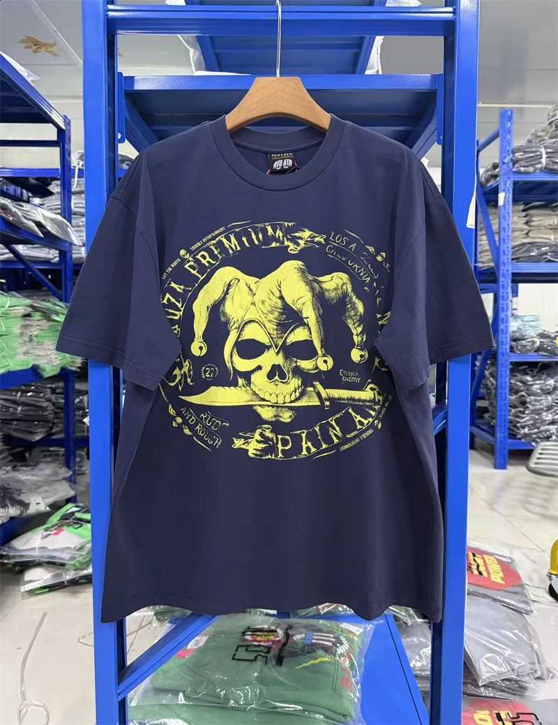 Summer Vintage German Motorcycle 26SS Skull Pattern Printed Washed Cotton Short Sleeve Loose Casual Sports T-shirt Men Trendy X260916