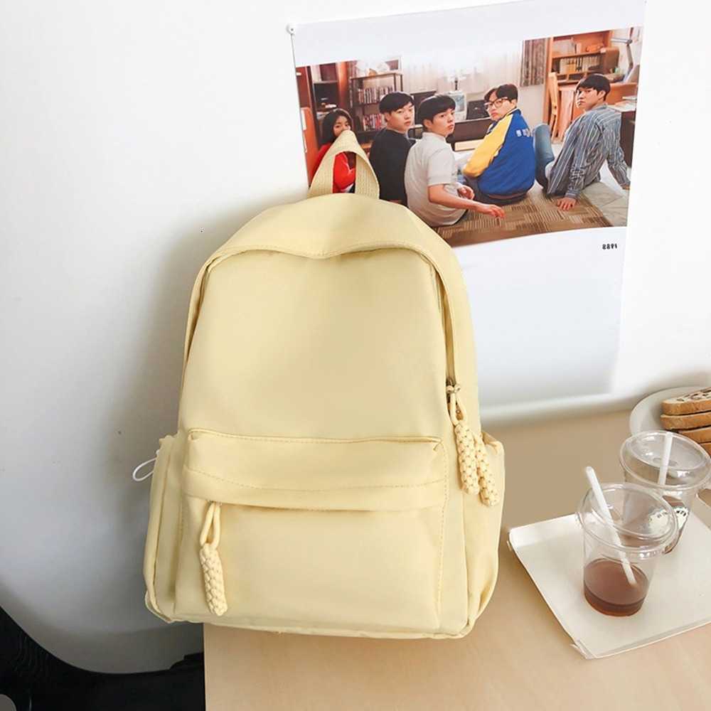 Nylon School Portable Shoulder Bag Large Capacity Adjustable Backpack Solid Color Travel SchoolBags for Students Teenage GirlsT260917