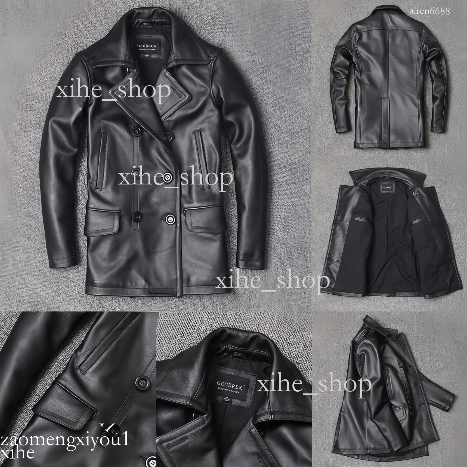 Men's Jackets Genuine Leather Jacket Top Layer Cowhide Mid Length Lapel Windbreaker Slim Fit Double Breasted