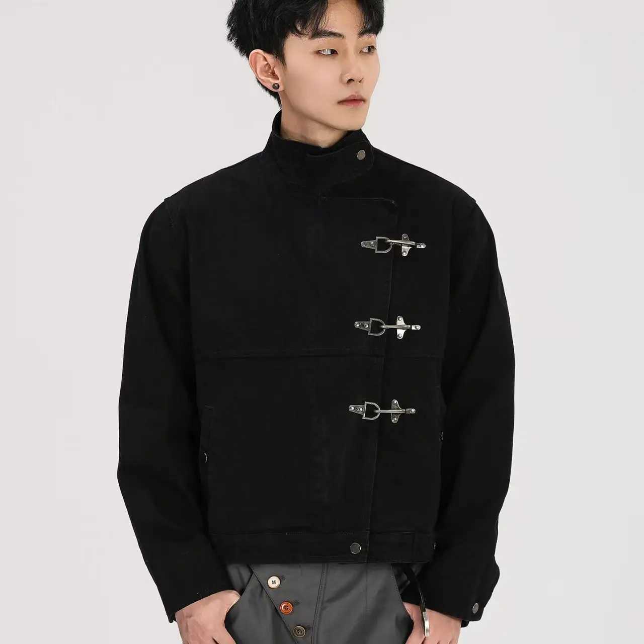 American New Style Spliced Flight Men Jacket Retro Workwear Casual Gothic Short Men Functional Style Jacket Trend S260917UZ1U