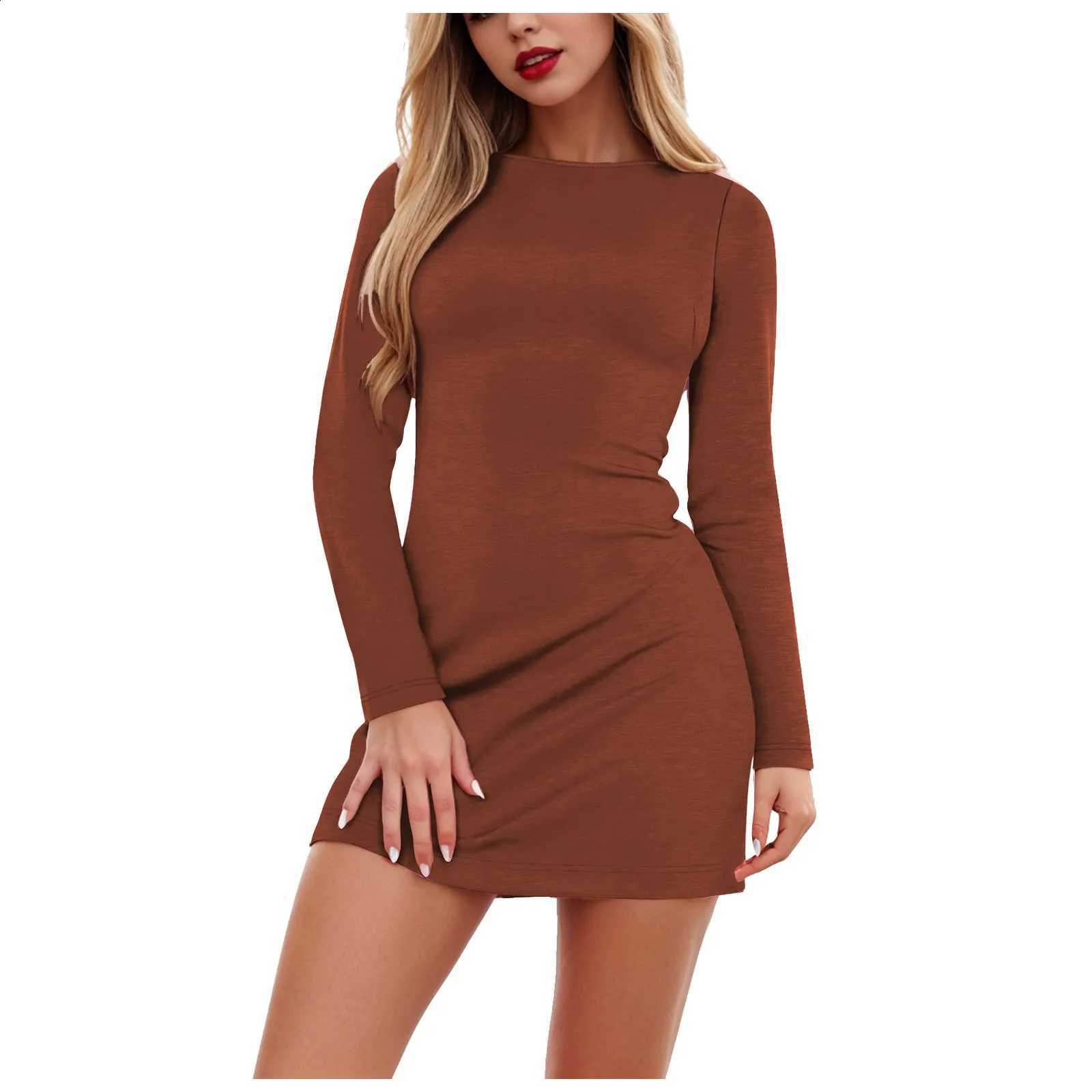 Sleeve Women'S Long Boat Neck Mini Dress Slim Fit Party Club Bodycon Fall And Spring Dresses 2026 Athletic Dress For Women Robe C260917