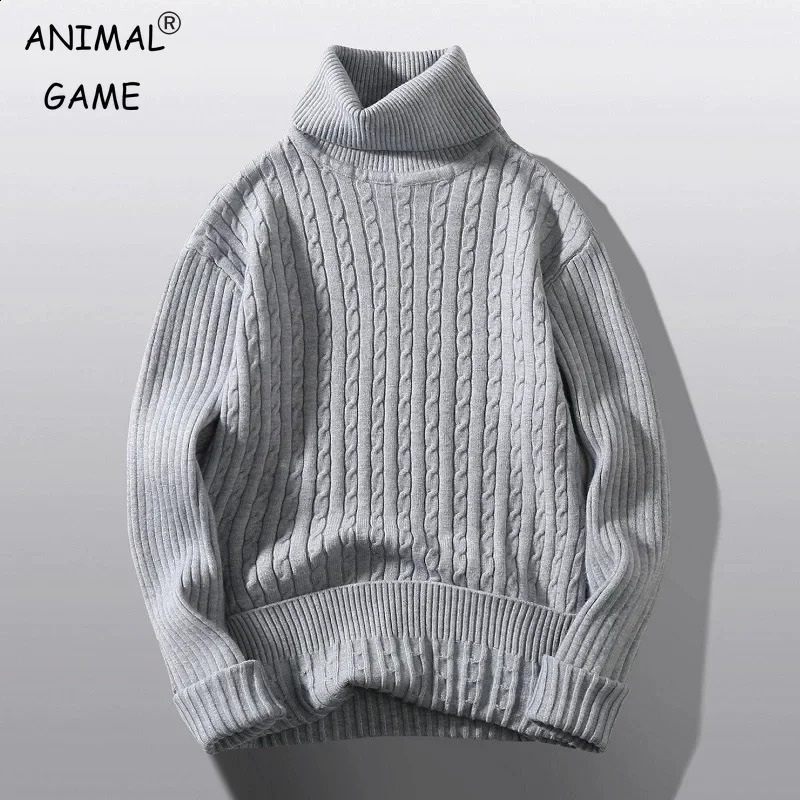 Men's Long Sleeve Sweater Slim Fit Casual Knitted Turtleneck Pullover Mock Neck Sweater Autumn Knitwear Winter Casual Streetwear 260917