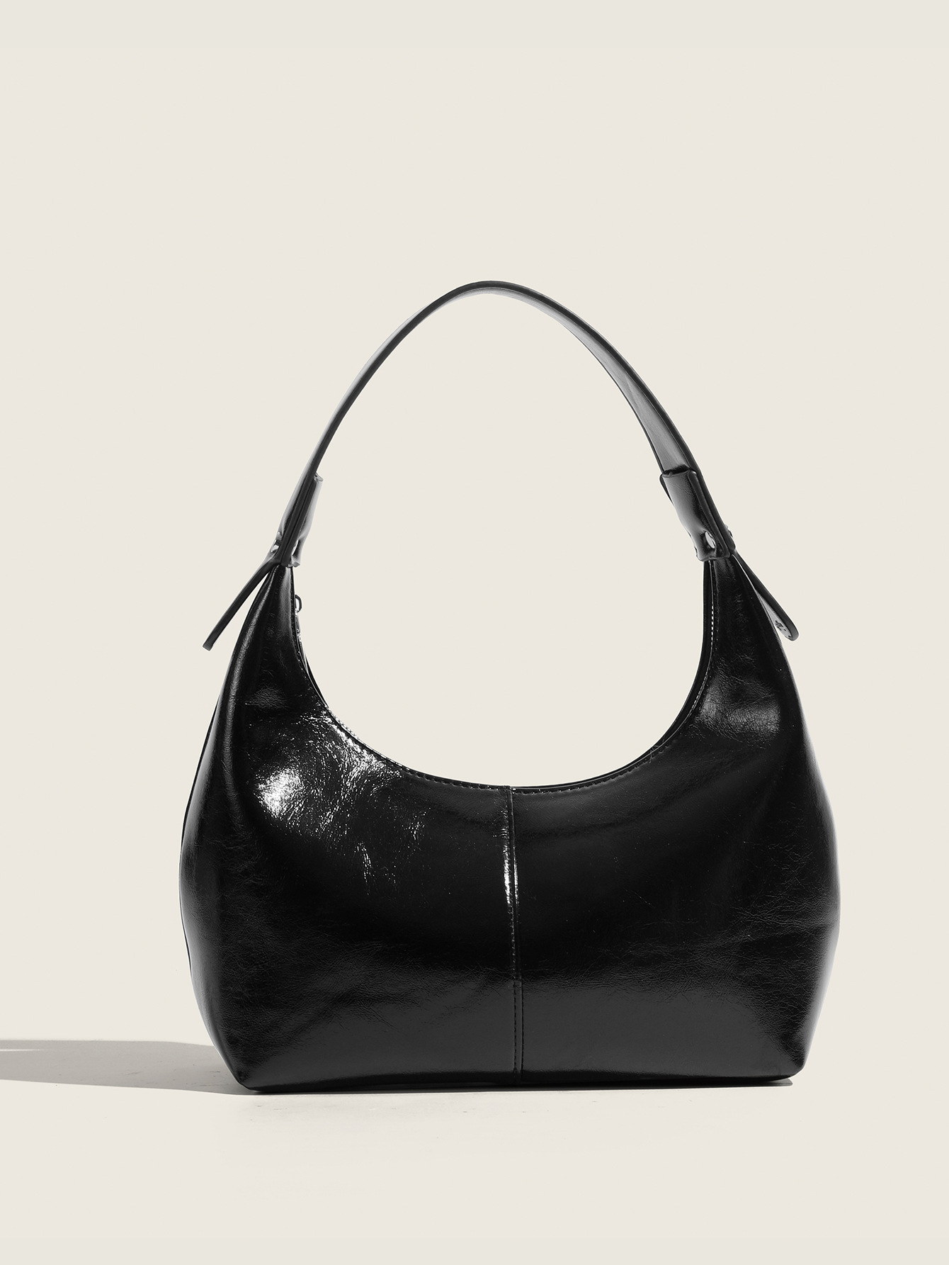 2026 Spring and summer vintage glossy underarm bag textured baguette bag French niche shoulder dumpling bag handbag
