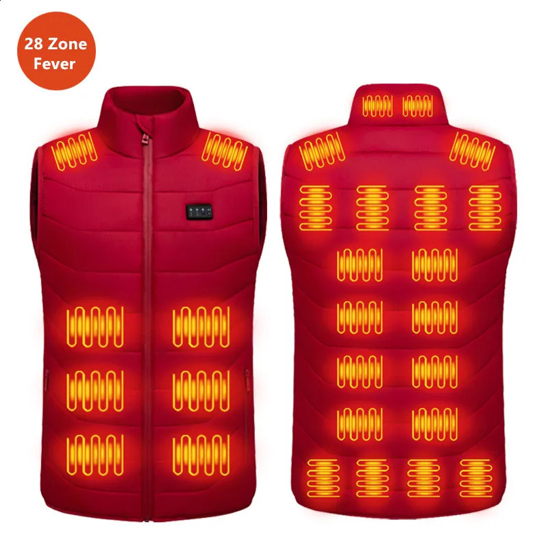 Loose Casual Stand Up Collar Winter 28 Zone Intelligent Heating Vest Men'S Women'S Warm Electric Clip Coat No Power Bank 260916