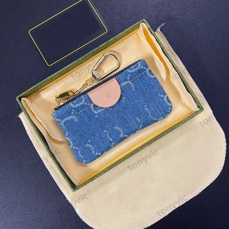 Designer Coin Purses Cowboy Denim Wallet Fashion Womens Credit Card Holder Womens Cherry Purse Luxury Denim Embroidery Purse Wallets Women Zipper Sh