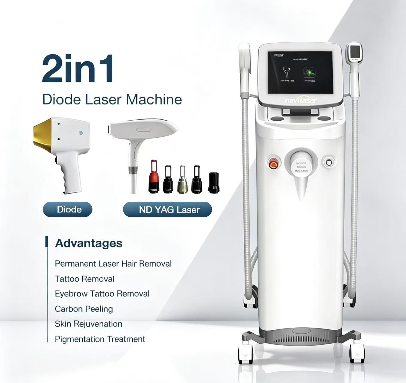 Diode Laser 2-in-1 Standing Hair Removal & Tattoo Removal Equipment for Beauty Studios