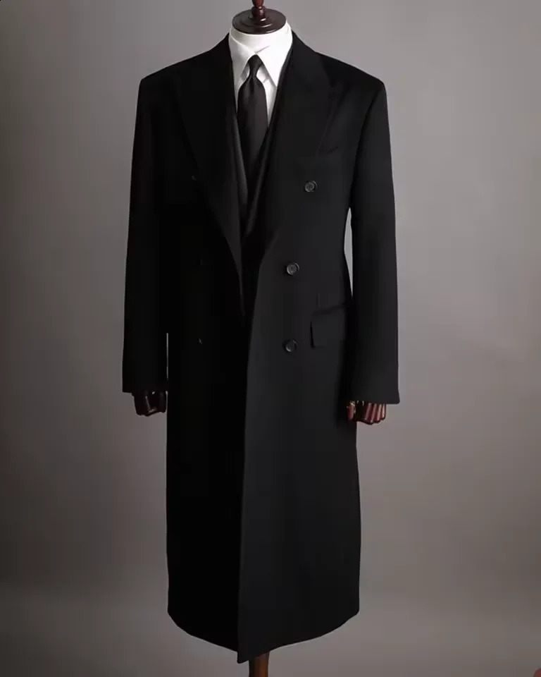 y Men's Winter Long Blazer Double Breasted Business Jacket Elegant High Quality Male Elegant Man Long Coat England Style 260916