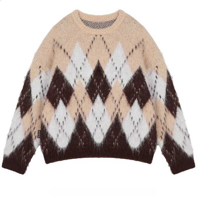 Unisex Men's Grid Christmas Sweater Knitwear Autumn Winter O Neck Long SLeeves Argyle Design Loose Pullover Soft Sweater J260916