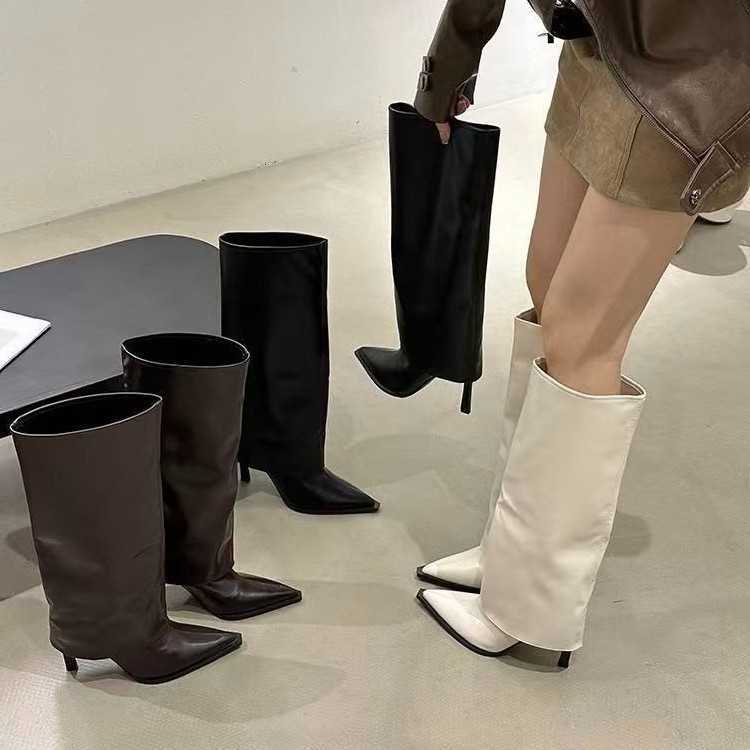 Toe High Heel Over-the-Knee Pointed Pants Boots 2026 New fashion Slimming Stiletto Trendy Leather Boots D260917