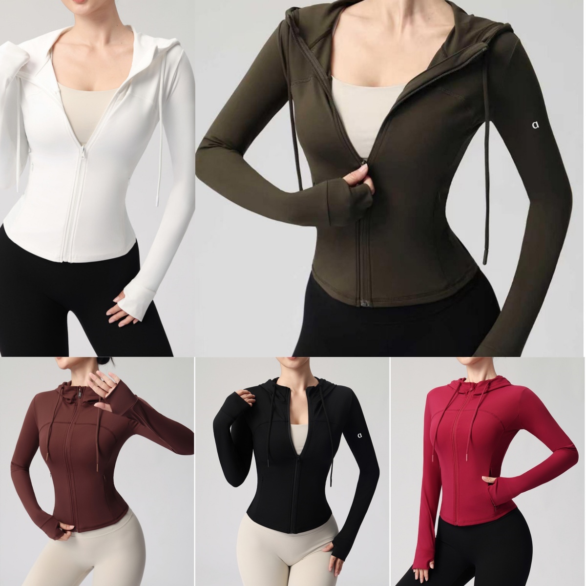 A2952 Veste de Yoga à capuche pour femmes avec col montant haut de Fitness pour femmes manteau de sport de course à la mode pour dames veste pour