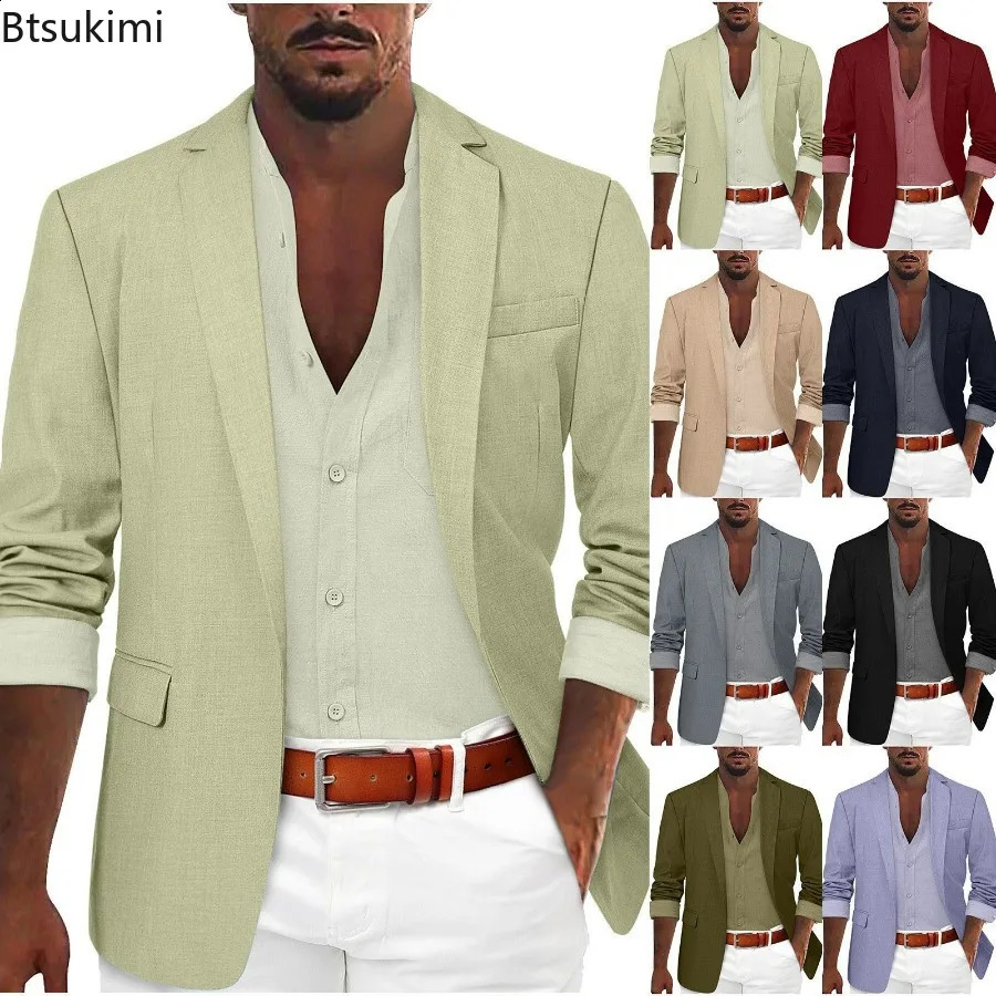 2026 Fashion Mens Clothing Business Casual Blazer Coats Classic Single Button Slim Fit Suit Jackets Elegant Gentleman Suit Tops 260917