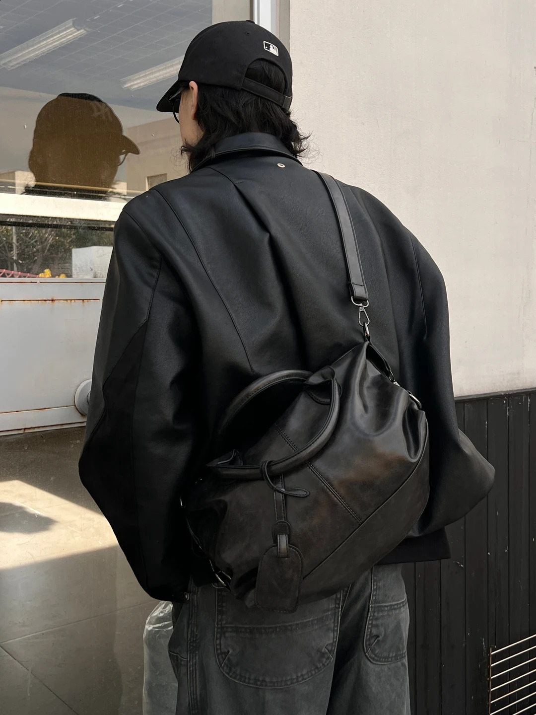 Style Leather Tote Bag Crossbody Shoulder for Men And Women Casual Leisure Pure Color Korean 260917