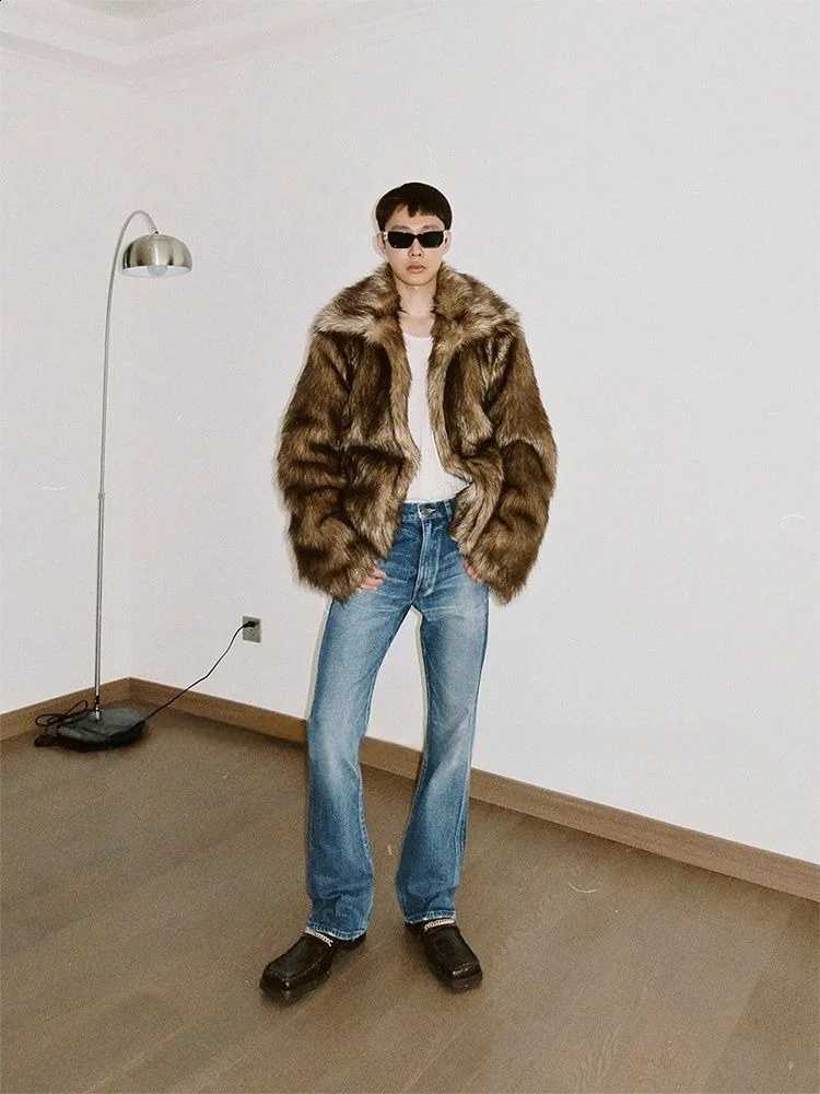 Thickened Fur Men's Coat Faux Short Winter Plush Warm Furry Jacket Hip Hop Trendy Cold-Resistant Outwear OvercoatW260915