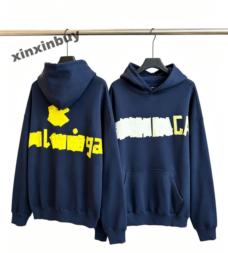 Men Ripped Vintage Distressed Tape Print pattern Sweatshirt Hoodie Designer Women Paris cotton Long Sleeve Man Paris Street white green M-3XL