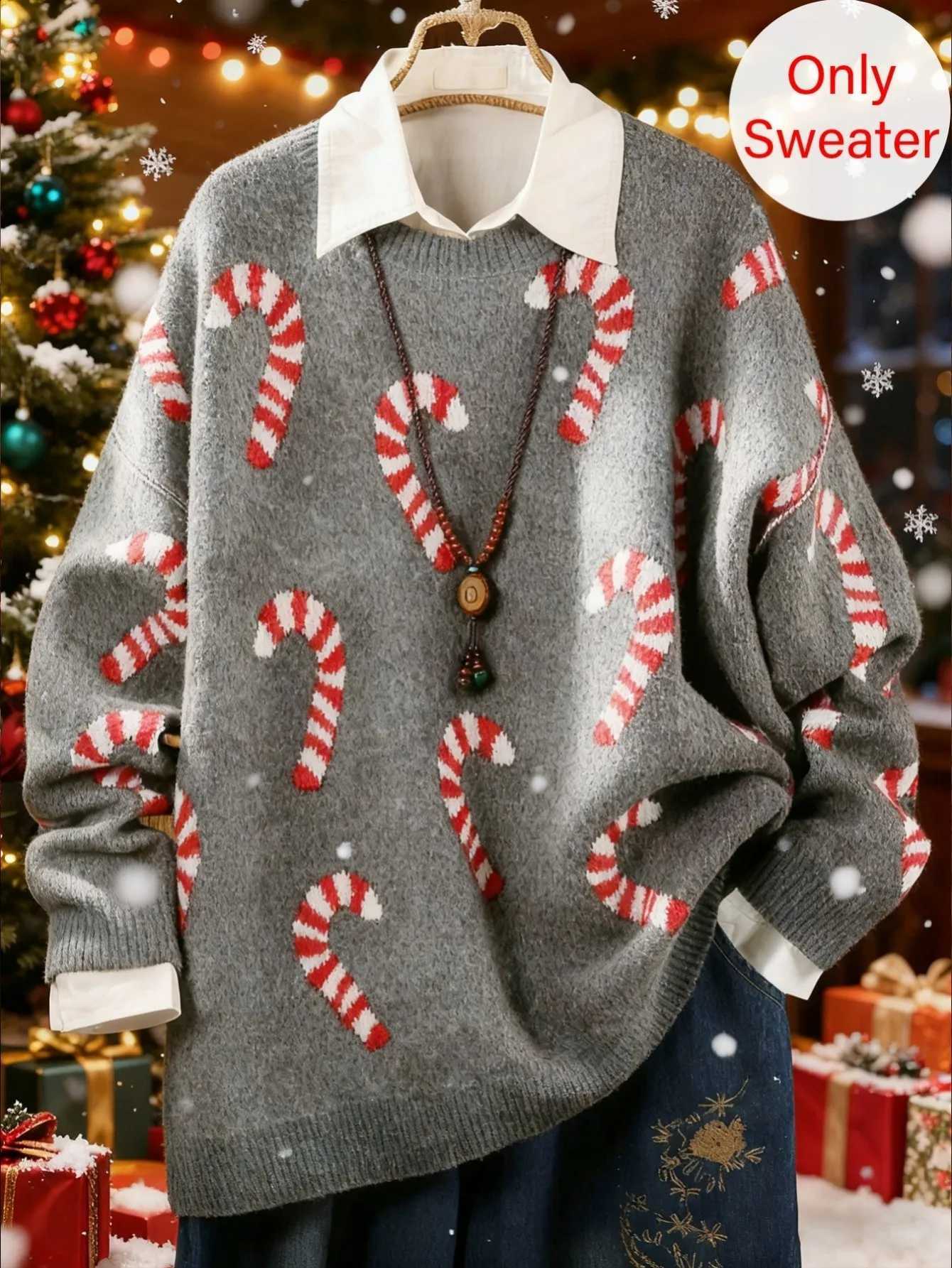 Pullover Plus-Size Women's Autumn-Winter Sweater Comfortable Skin-Friendly and Fashionable Christmas Long-Sleeve Sweater J260916